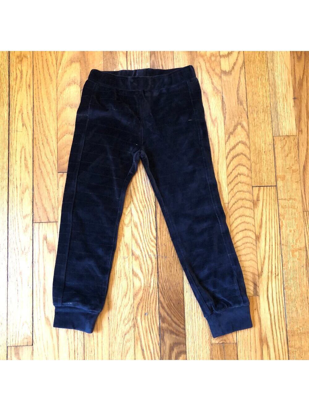Frenchie NWOT Girl's Navy Velour Gold Metallic Striped Pants Size 4T